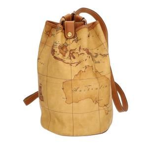 Prima Classe Leather Map Pattern Backpack